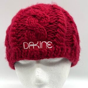 Dakine Cable Knit Wool Blend Beanie Red Black Lined O/S
